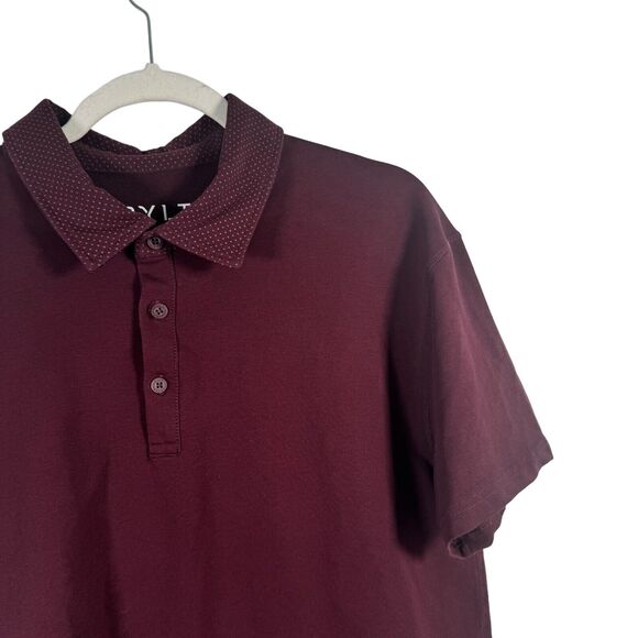 Bylt Drop Cut Short Sleeve Polo Shirt Maroon Red Stretch Performance Mens Large - Picture 3 of 6